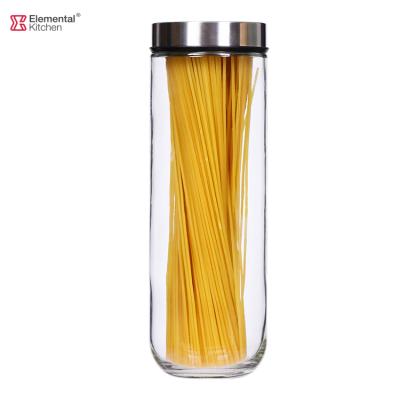 China Viable Competitive Price Food Bottle Glass Storage Jars With Stainless Steel Screw Lid for sale