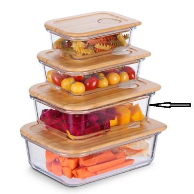 China Sustainable Lids 1L Bamboo Meal Prep Lunch Box , Glass Food Storage Containers for sale