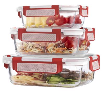 China SINOGLASS Sustainable Unique Design Trade Assurance Top Borosilicate Glass 640ml Food Airtight Storage Container With Divider for sale