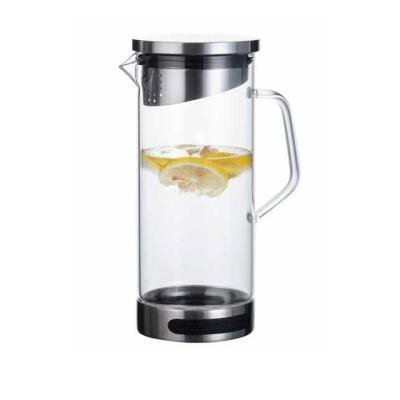 China 1300ml Viable With Metal Lid And Metal Filter Teapot, Borosilicate Glass Infusion Pitcher for sale