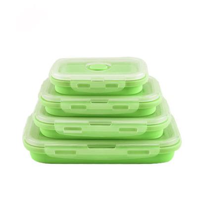 China 800ml Silicone Reusable Lunch Box Foldable Container Microwave Heating In Pink, Green, Blue for sale