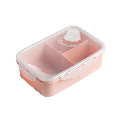 China Plastic Food Fruit Storage Reusable Lunch Box 3 Cabinets 14.5cm*21*Cm*7cm 1000ml for sale