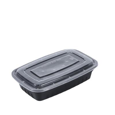 China Eco Friendly Black Plastic Disposable Lunch Box Meal Prep/Take Away Food Containers for sale