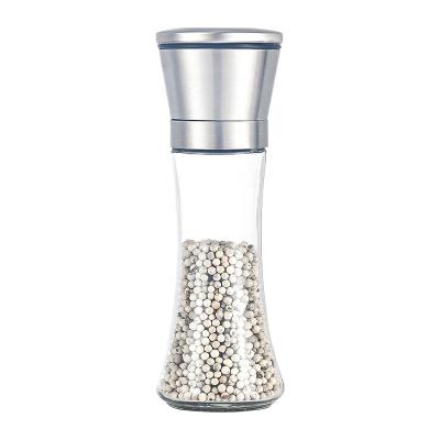 China Factory made pepper grinder glass salt and pepper grinders with stand 304stainless steel metal lid spice grinders zu verkaufen