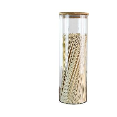 China Cheap Airtight Kitchen Glass Food Storage Container Eco-Friendly Glass Jar Airtight Glass Container Bottle With Bamboo Lid Te koop