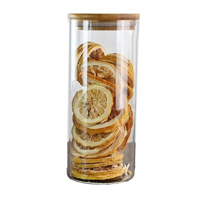 China Wholesale cheap storage Jar 500ml 600ml 750ml 1000ml glass round airtight jars 20 Oz high borosilicate glass jar with Bamboo Lid for sale