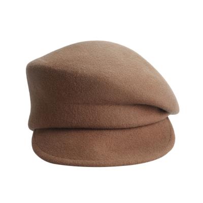 China Wholesale Fashion Knitted Winter Hat Vintage Plain Women Solid Wool Beret Hats for sale