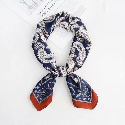 China Street Style 70x70cm High Fashion Polka Dot Plaid Paisley Printed Women Plain Polyester Square Scarf for sale