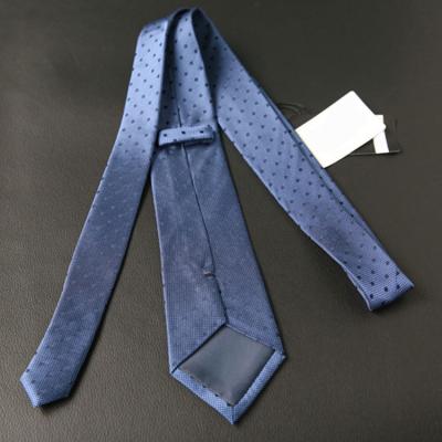 China Custom Neck Jacquard Self Luxury Polka Dot Logo Silk Tie For Men 8*145cm for sale