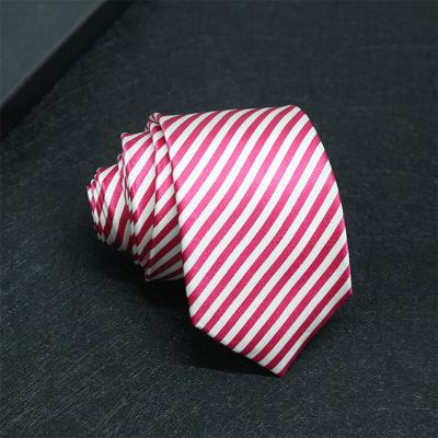 China Custom Gift Business Fashion Slim Jacquard Classic Stripe Silk Tie For Men 8*145cm for sale