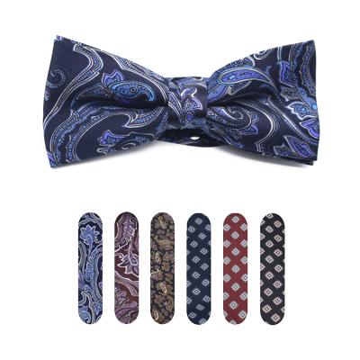 China Hot Selling Luxury 100% Paisley Jacquard 12x6cm Fashion Luxury Silk Floral Bow Tie For Men for sale