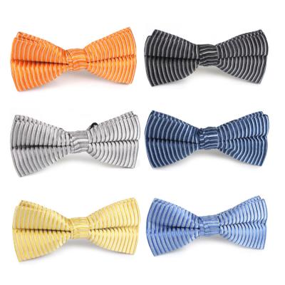 China 12x6cm Jacquard Stripe Fashion Solid Color Luxury Plain 100% Silk Bow Tie For Men for sale