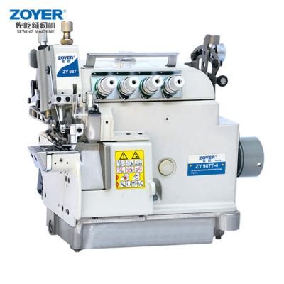 China Garment Shop ZY987T-4 Zoyer Cylinder Bedspread And Bottom Feed Three Thread Overlock Sewing Machine for sale