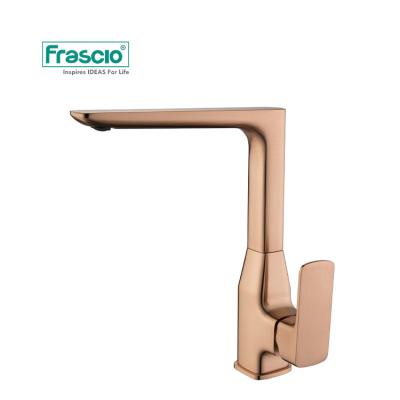 China Modern Sink Faucet Metered Rose Gold Plating Faucet Sink Kitchet Swivel Metered Frascio Water Tap Kitchen Faucet for sale