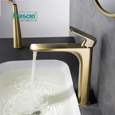 China Frascio New Designs OEM Gold Metered Basin Faucet With Low Price Brass Faucets For Bathroom Sink Hotel Basin Mixer Tap Bathroom Faucet for sale