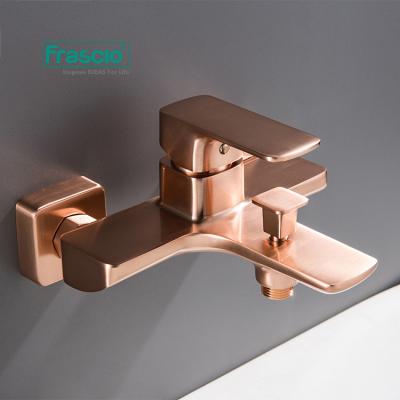 China Frascio Waterless Mark Certified Bath Tub Faucet Sliding Bar Shower Faucet Rose Gold Brass For Bathroom Set In Wall Installation for sale