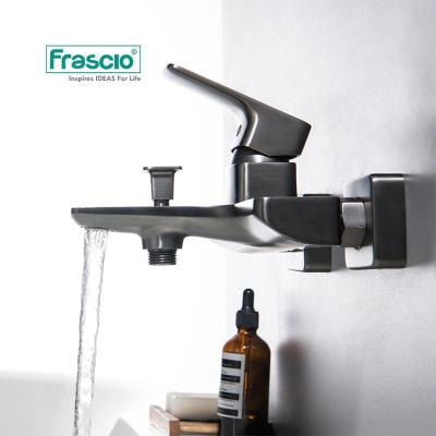 China Without Slide Bar Frascio Simple Design Brass Material Bath And Shower Faucets In Gunmetal Gray Shower Set For Bathroom Faucet Set Tub for sale