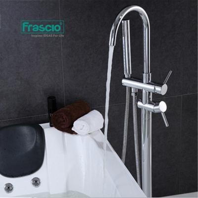 China Without Slide Bar Frascio Bath Faucet Floor Chrome Brass Tub Mixer Tap With Elegant Design For Bathroom Wholesales Free Standing Bathtub Faucet for sale