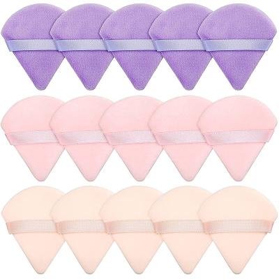 China Angular Blush 15 Pieces Super Soft Washable Triangle Powder Puff Cotton Suede Silk Powder Puff Sponge Makeup Tool for sale