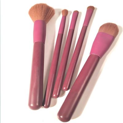 China Amazon Skin-Friendly Makeup Brush 5 Pcs Bestselling Wooden Handle Makeup Brush Kit for sale