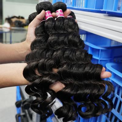 China Deep Wave 11A Grade Hair Weave 3 Bundles Loose Deep Wave Bundles With Frontal Unprocessed Remy, Brazilian Virgin Hair for sale