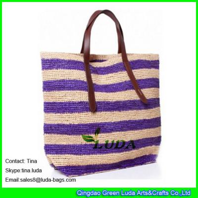 Κίνα LUDA striped purse handbags leather deco raffia beach straw bags προς πώληση