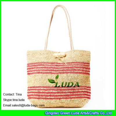 China LUDA latest striped women beach handbags  raffia straw shoulder bag zu verkaufen