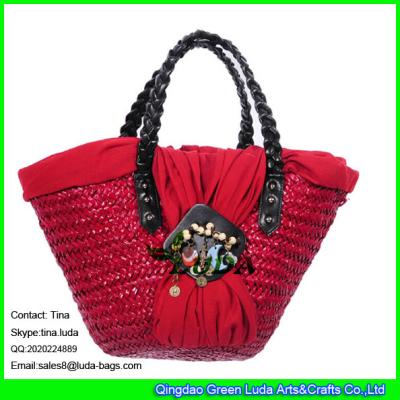 China LUDA luxury straw handbags spannish style seagrass straw tote bag for sale