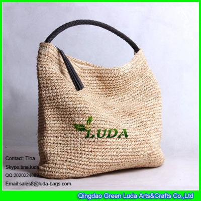 China LUDA new crochet sling shoulder bag macrame raffia straw beach handbag for sale