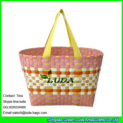 China LUDA wholesale straw shoulder bag polyester shoulders pp straw tote bag for sale