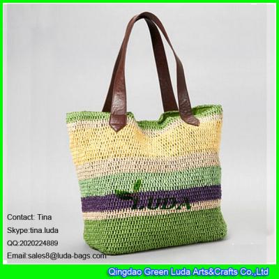 China LUDA zipper beach straw bag crochet paper straw hand bag for sale