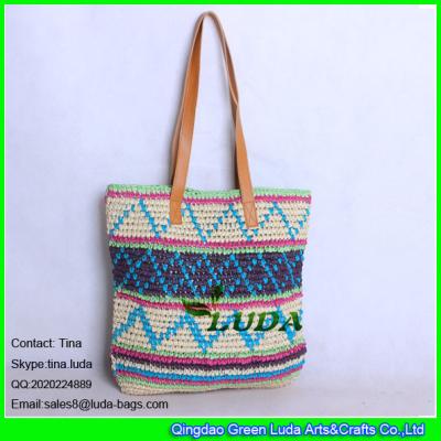 Chine Sac coloré 2012 de plage de paille de mode de sac de crochet de paille de raphia de LUDA à vendre