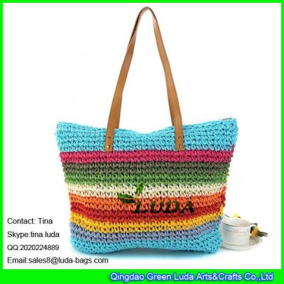 China LUDA fashion new design crochet paper straw handmade bag for sale