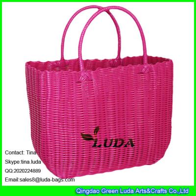 China LUDA simple pp straw net gfits bag beautiful pp women bag checked straw bag for sale