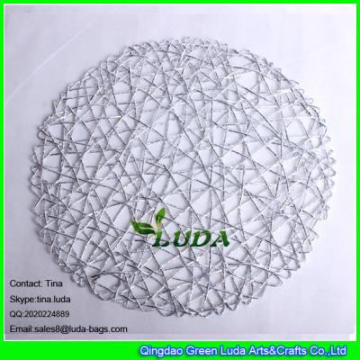 China LUDA round paper table mat hollow golden paper straw table placemats for sale