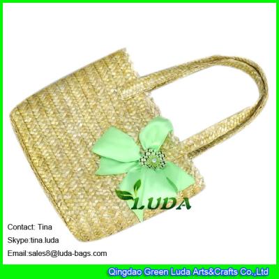 China LUDA small straw tote bag natural bowknot wheat straw look handbag for sale