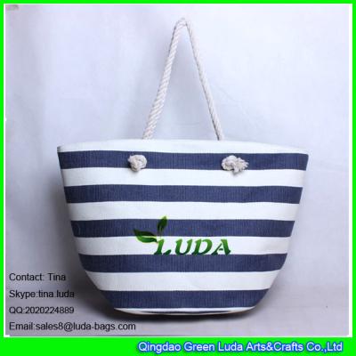 China LUDA online buy wholesale womens handbag striped paper straw shopping bag for sale