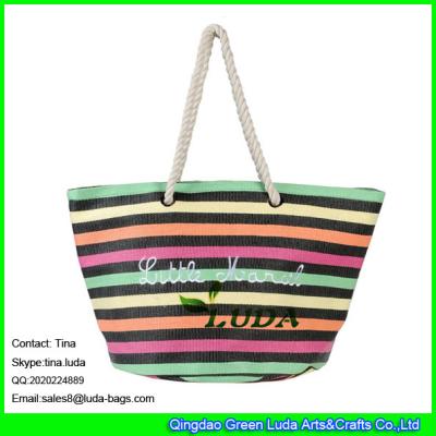 China LUDA wholesale straw lady bag colorful stripe paper straw 2016 tote bags for sale