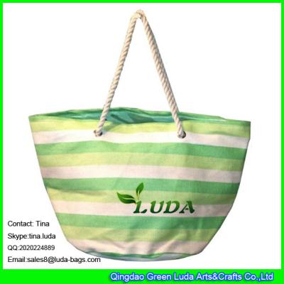 China LUDA women tote bag fashoin striped paper straw beach bag for sale