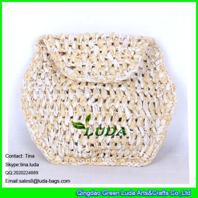 China LUDA cute girls' straw handbag crochetting paper straw purses wholesale for sale