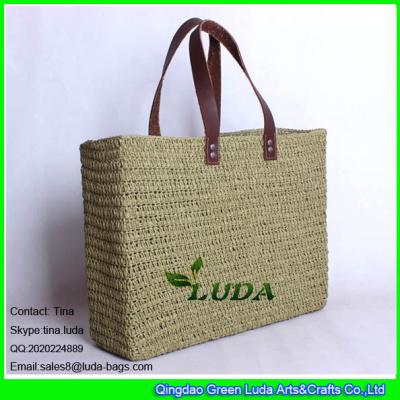 China LUDA new design straw wholesale bags and totes solid crochet straw shopping bag for sale