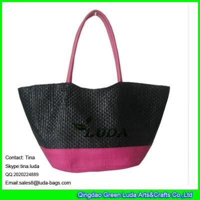 China LUDA handmade custom made stripe paper straw tote bag for sale