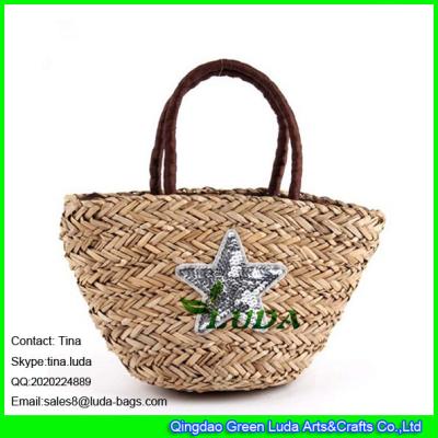 China LUDA 2016 qingdao onemore factory ladies handbag tote seagrass straw bag for sale