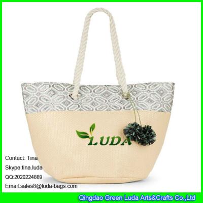 China LUDA new fashion women straw summer shoulder tote shopping beach bag purse handbag for sale