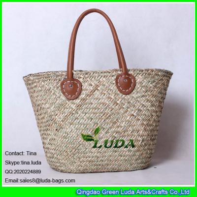 China LUDA handwoven seagrass straw beach bag natural straw totes for sale