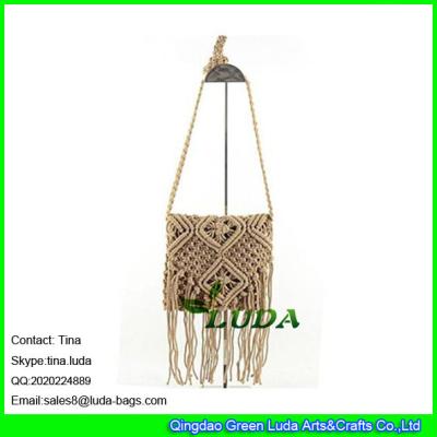 China LDMX-006 cotton beach bag 2016 fashion brown straw bag mini shoulder bag for sale