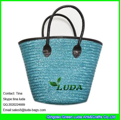 China Las señoras de LUDA cubren bolsos y los totalizadores de la playa con cuero de la paja de los bolsos del trigo de los hanles en venta