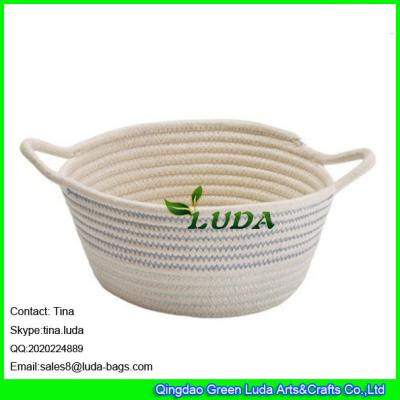 China LUDA 2016 new bag striped collapsible cotton rope bag storage baskets for sale