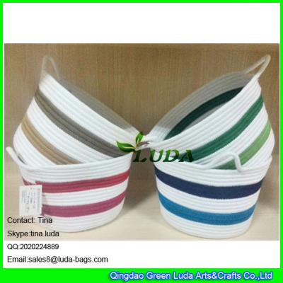 China LUDA small custom fabric bag colorful sewing coil rope basket for sale