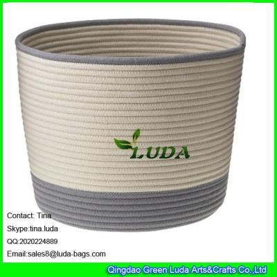 China LUDA large laundry basket striped home cotton cord basket for sale